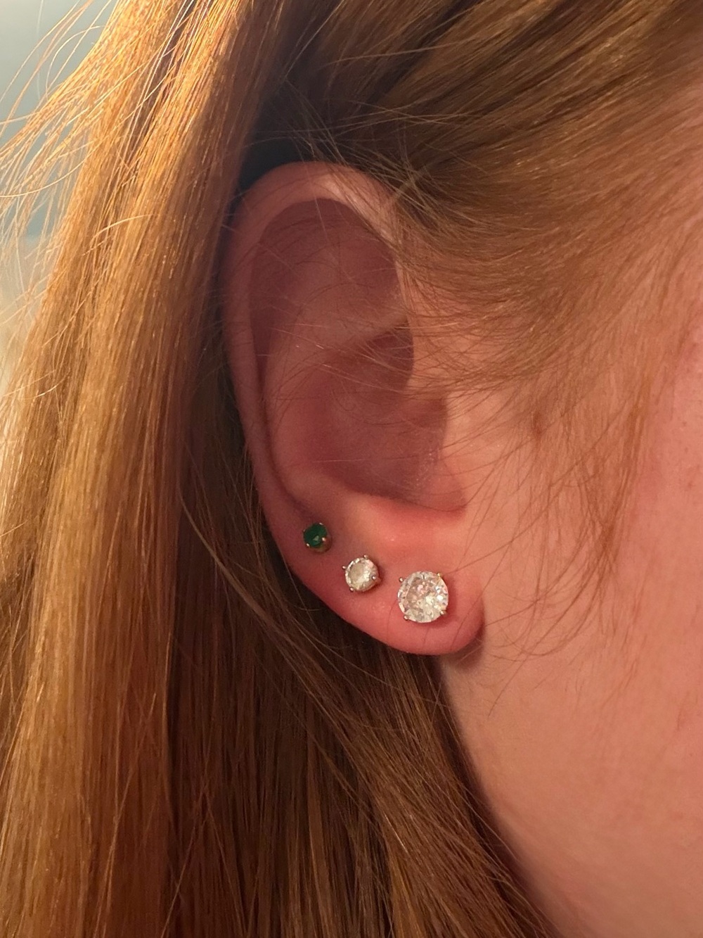 Adina Eden Green and Clear Triple Stud Earring Set